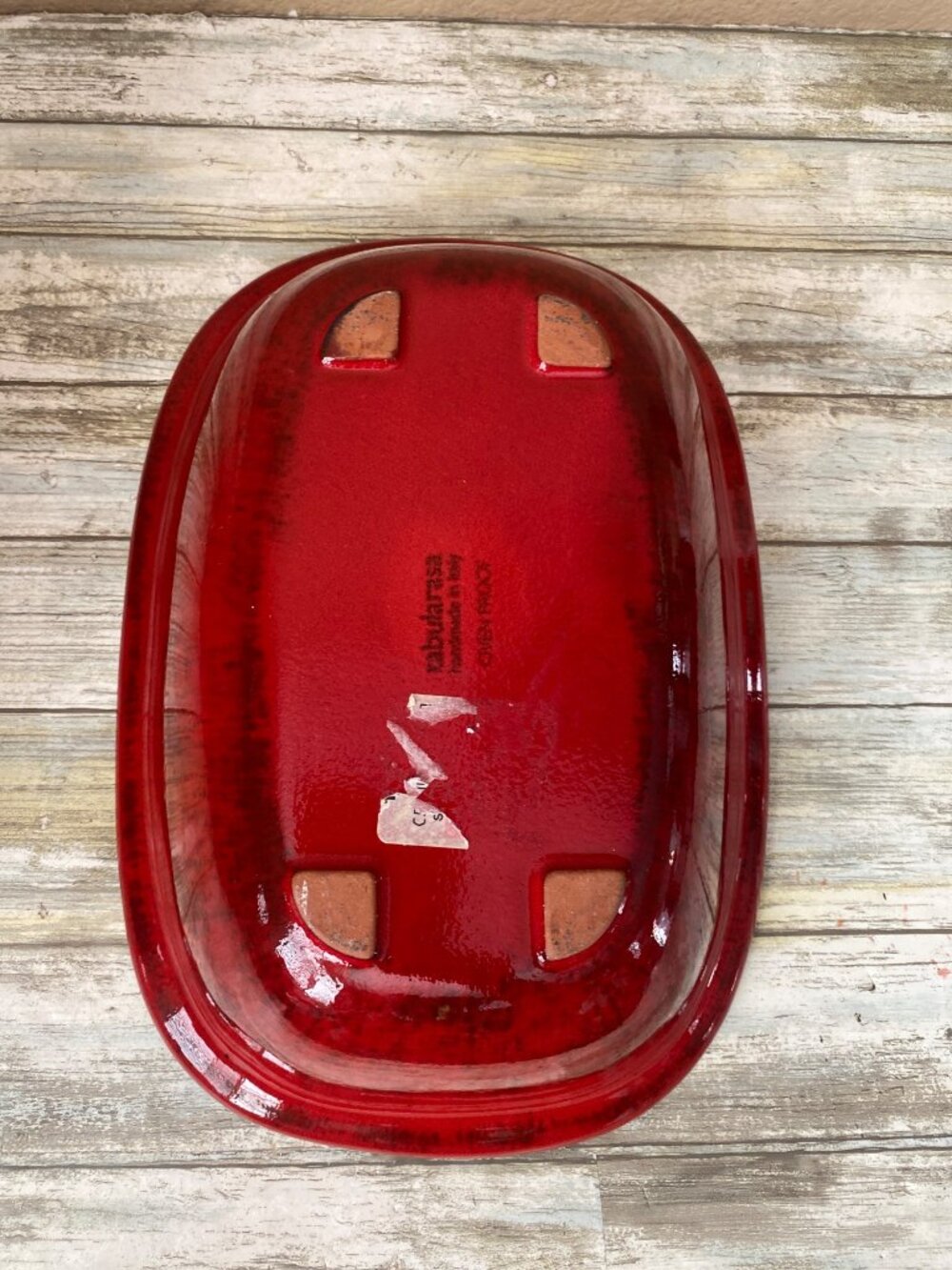 Tabularasa Ceramic Red Hen Roaster Casserole Pan Dish Vintage Italy – No Rack - Picture 9 of 10